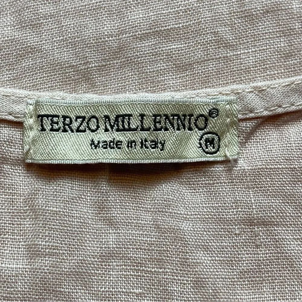 Terzo Millenio Made In Italy Blush Pink Linen Top Size Medium - Picture 3 of 10